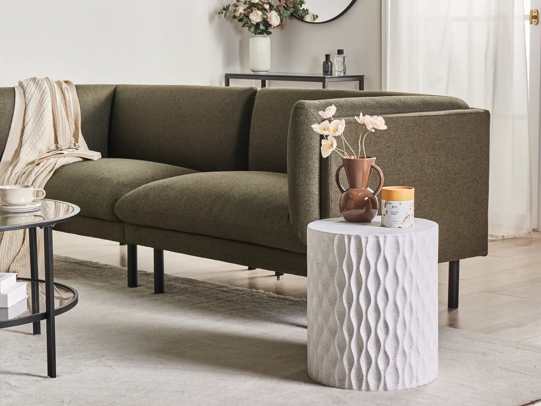 Side Table ANTELAO 37 cm 37 cm Terrazzo Effect White Terrazzo