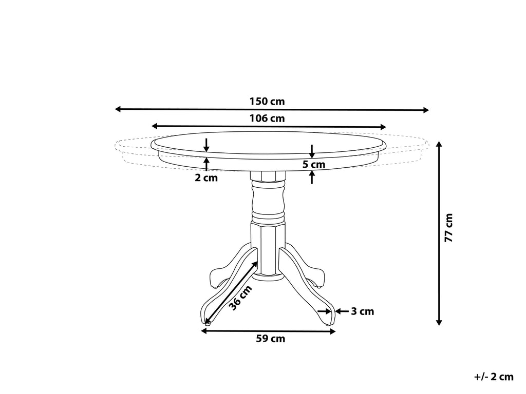 Extending Dining Table AKRON Light Ash Wood 106/150 cm 106 cm Wood