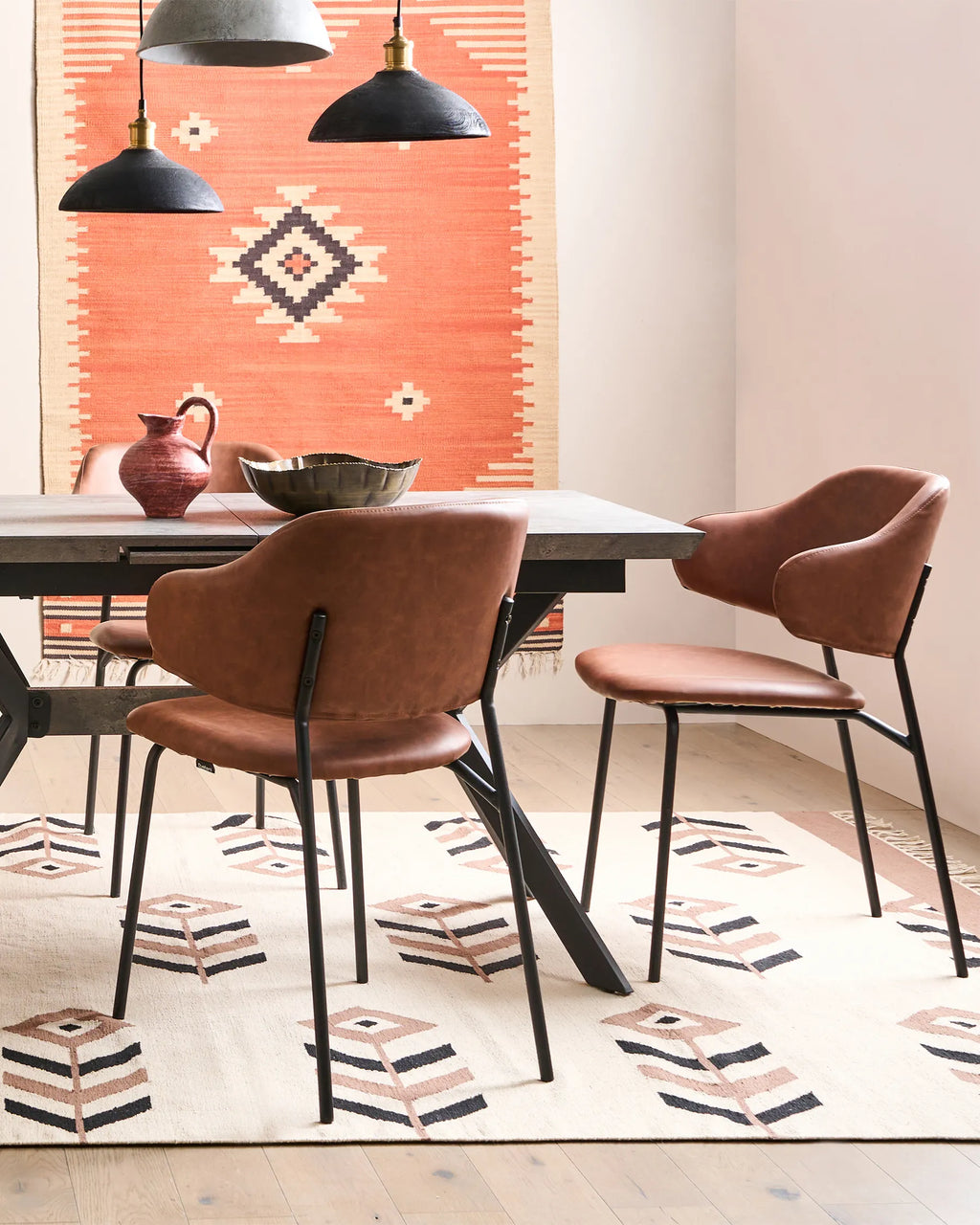 Set of 2 Dining Chairs KENAI Faux Leather Brown