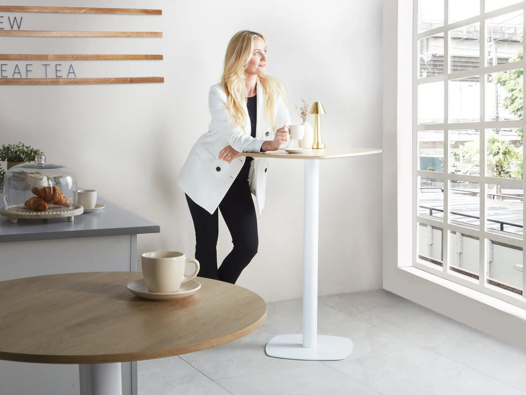 Bar Table MORELLA Light Brown/ White 60 cm 60 cm