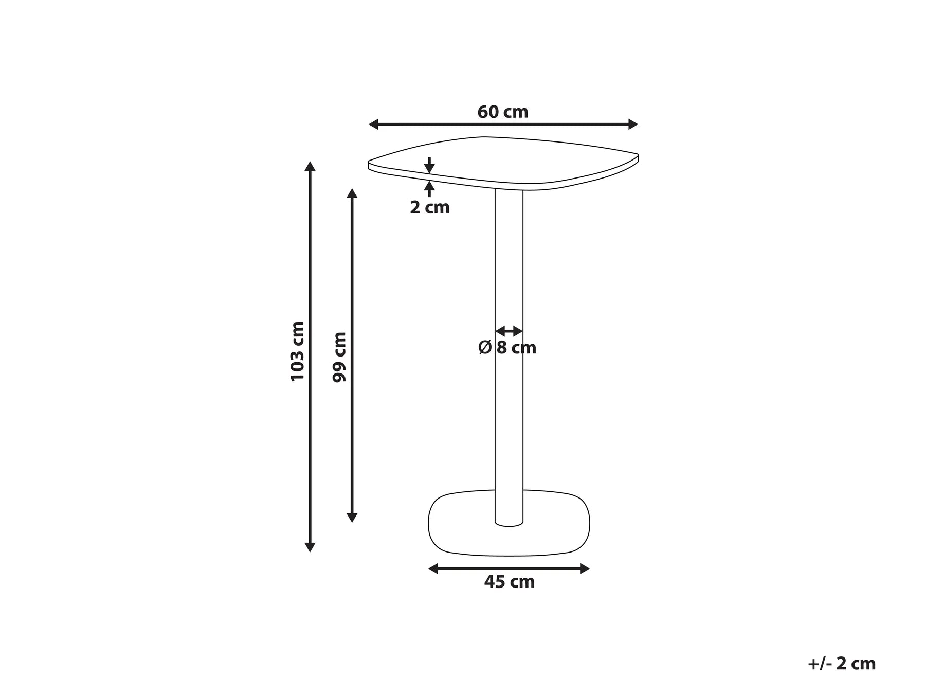 Bar Table MORELLA Light Brown/ White 60 cm 60 cm