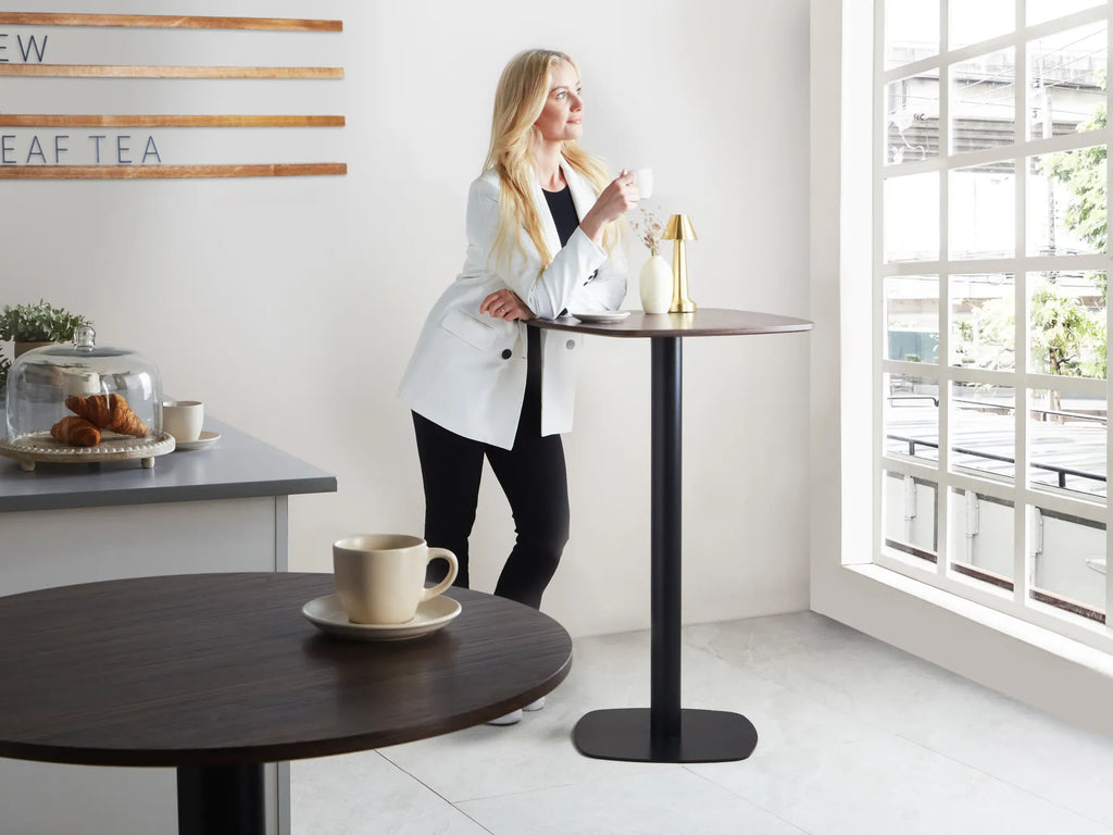 Bar Table MORELLA Black/ Dark Brown 60 cm 60 cm