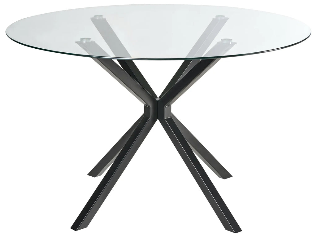 Dining Table MESTON Black 120 cm 120 cm Tempered Glass