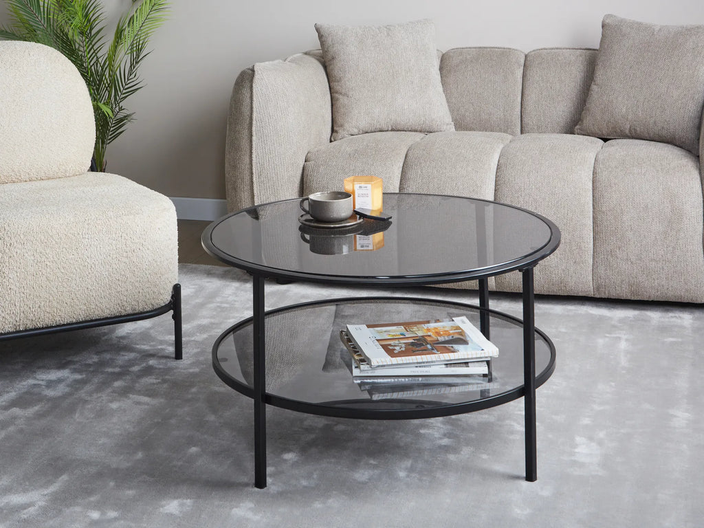 Coffee Table TELLAKA Tempered Glass Black