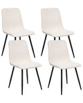 Set of 4 Dining Chairs TUSCOLA Fabric Light Beige