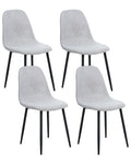 Set of 4 Dining Chairs CRANDALL Fabric Light Grey