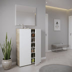 Alvaro White And Oak Effect 30 Pairs Shoe Cupboard Cabinet