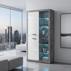 Pietra Tall Display Cabinet in Grey and White Gloss