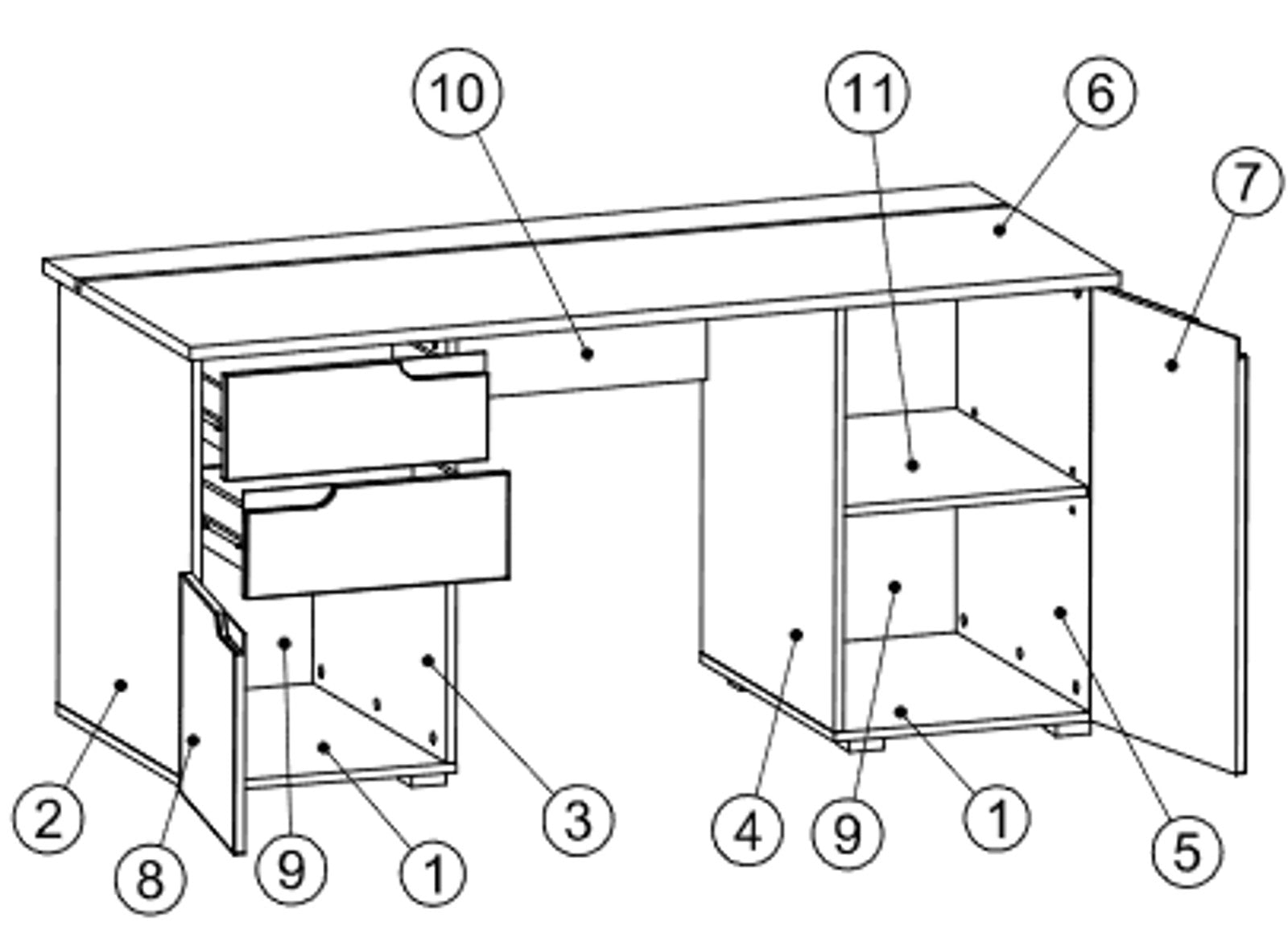 Santino Large White Gloss Computer Desk