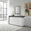 Athens Grey And White Gloss 2 Door / 4 Drawer Sideboard With Lights