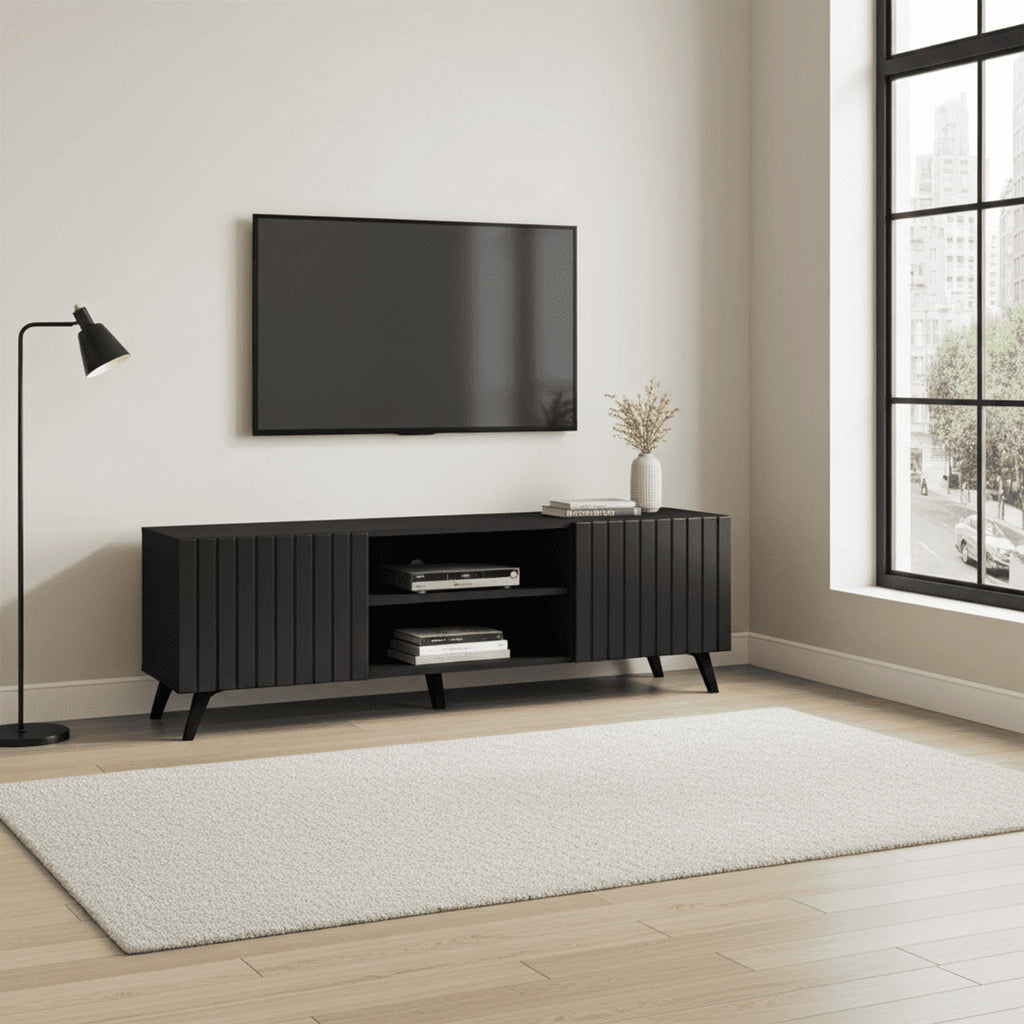 Atlantis Matte Black Large TV Cabinet
