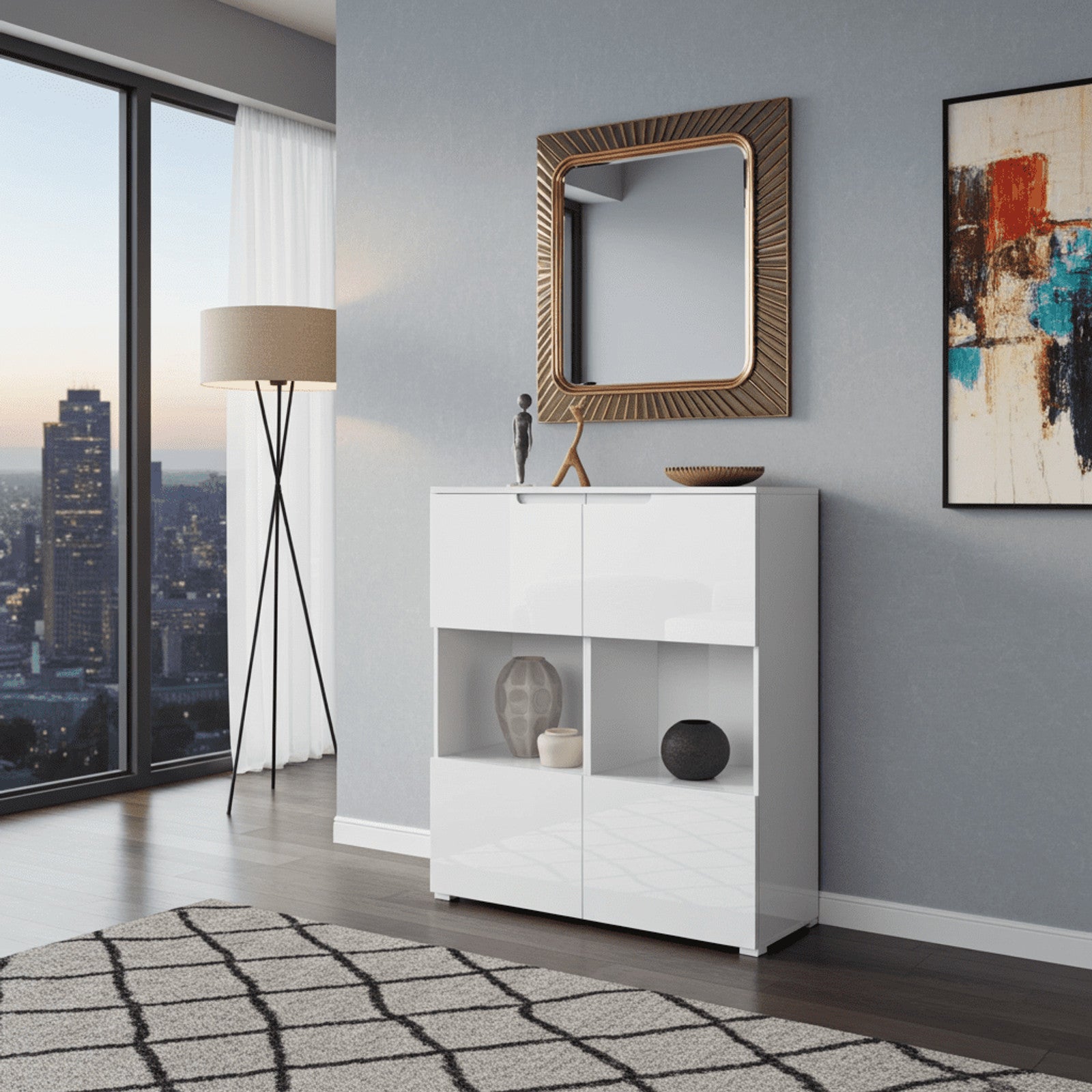 Santino White Gloss Display Cabinet