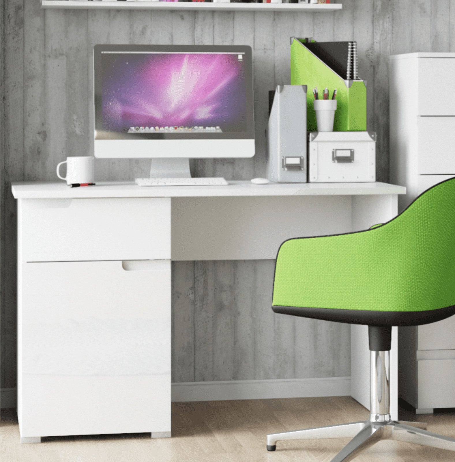 Santino White Gloss Computer Desk