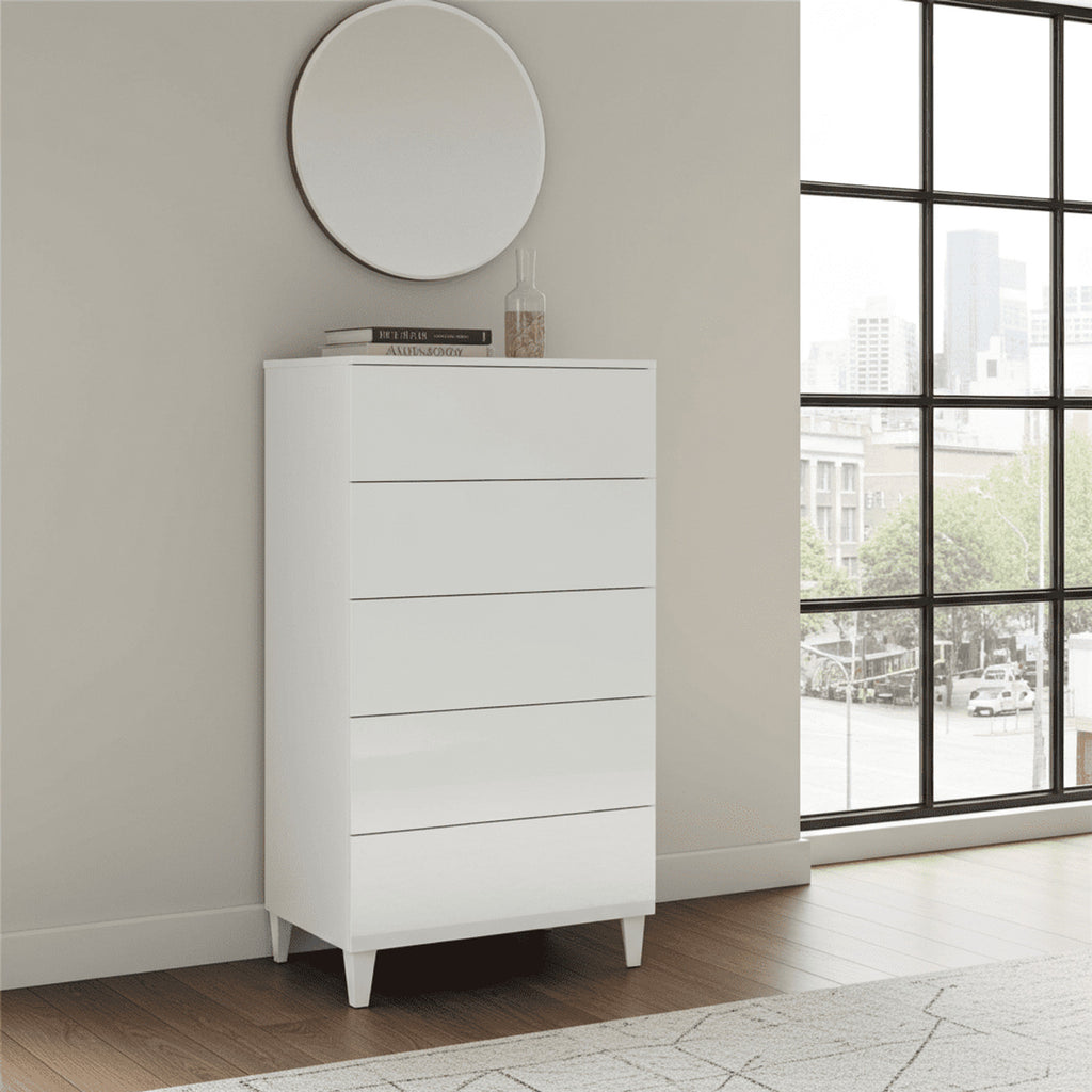 Madrid White Gloss Tall Chest Of Drawers