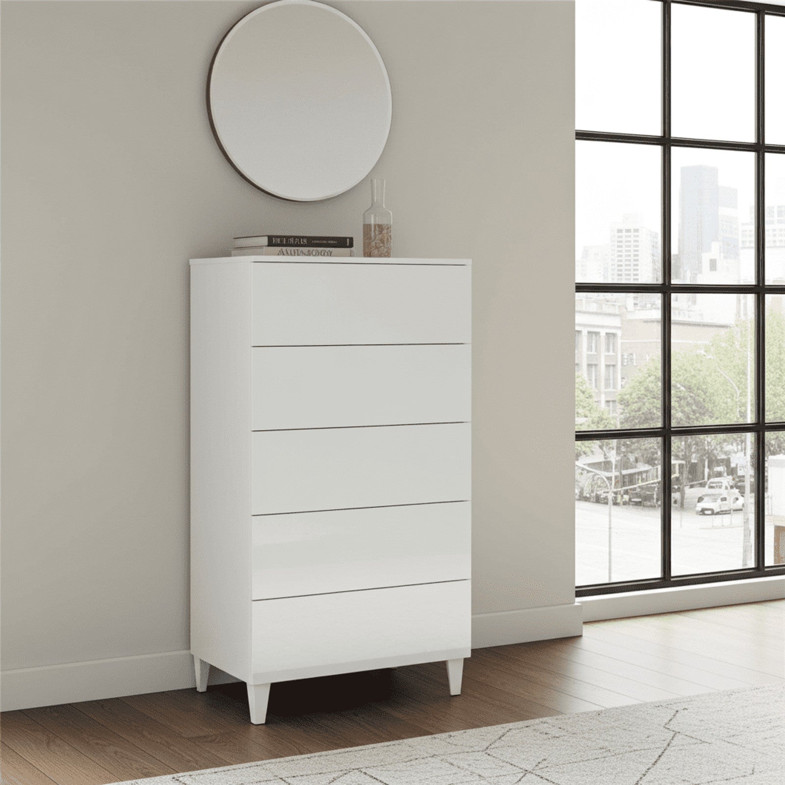 Madrid White Gloss Tall Chest Of Drawers