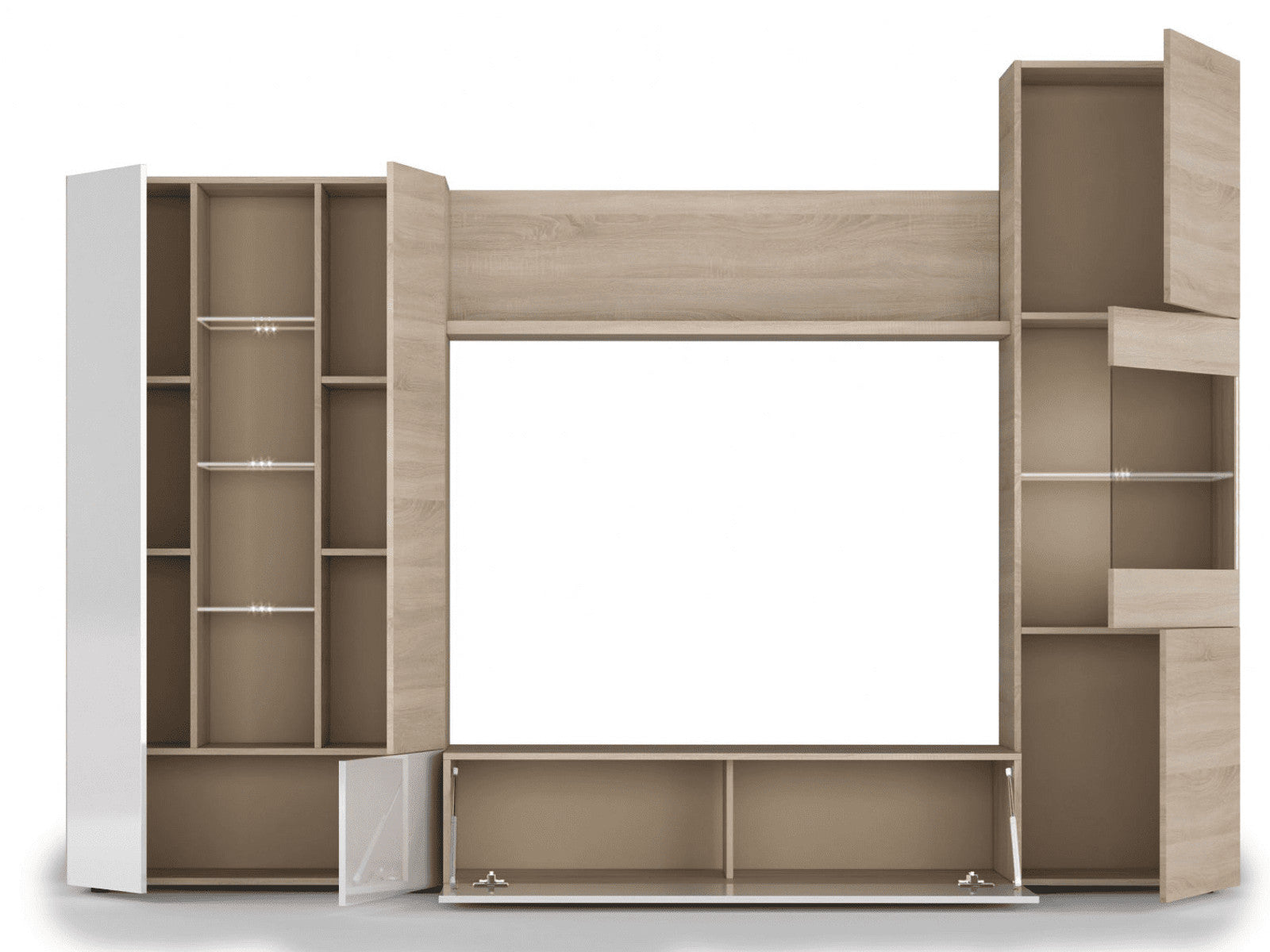 Amora White and Oak Wall Entertainment Unit