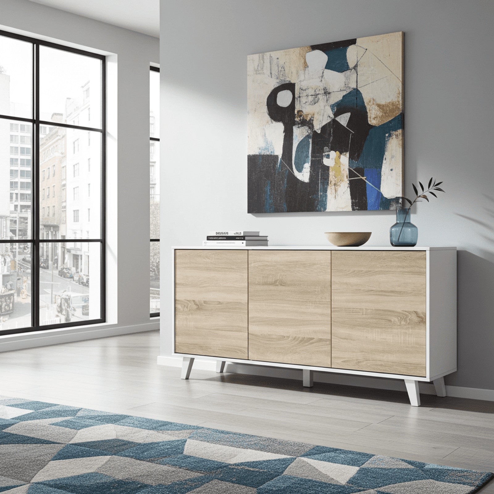 Toris Sideboard White with Oak Effect
