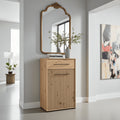 Lazlo Slatted Artisan Oak Effect Low Narrow Hallway Sideboard