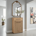 Lazlo Slatted Artisan Oak Effect Low Narrow Hallway Sideboard