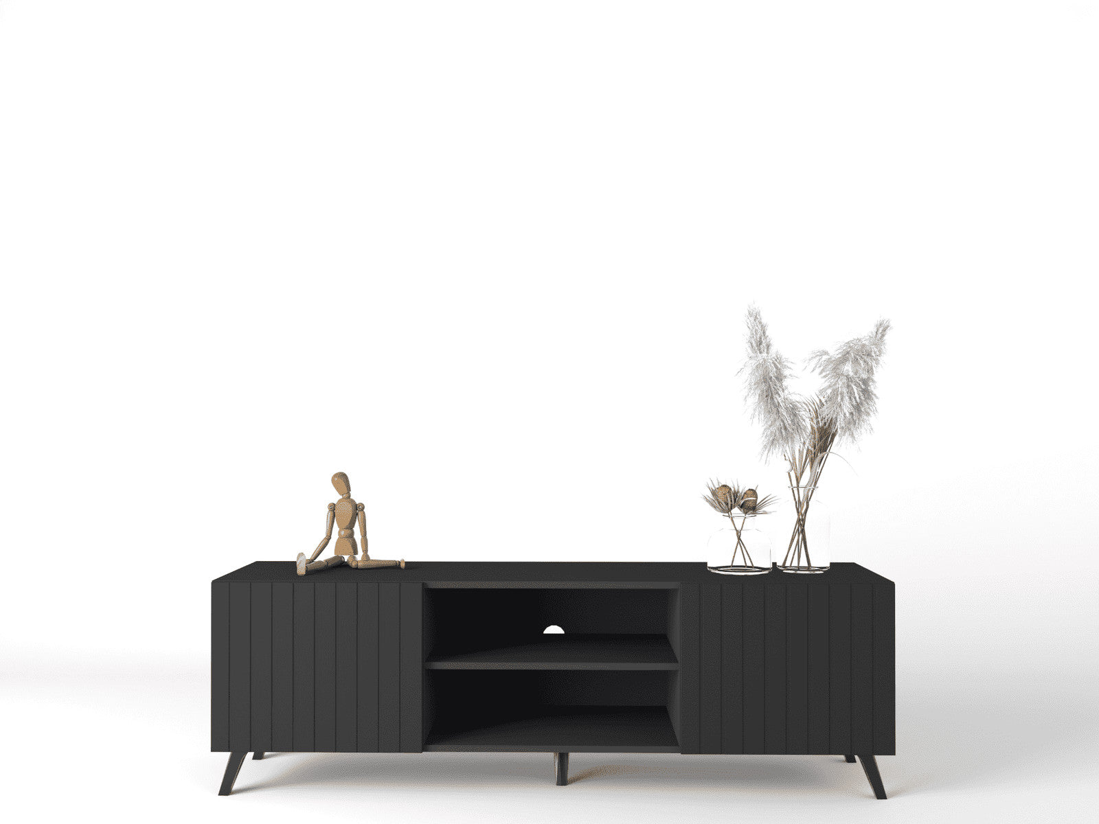 Atlantis Matte Black Large TV Cabinet