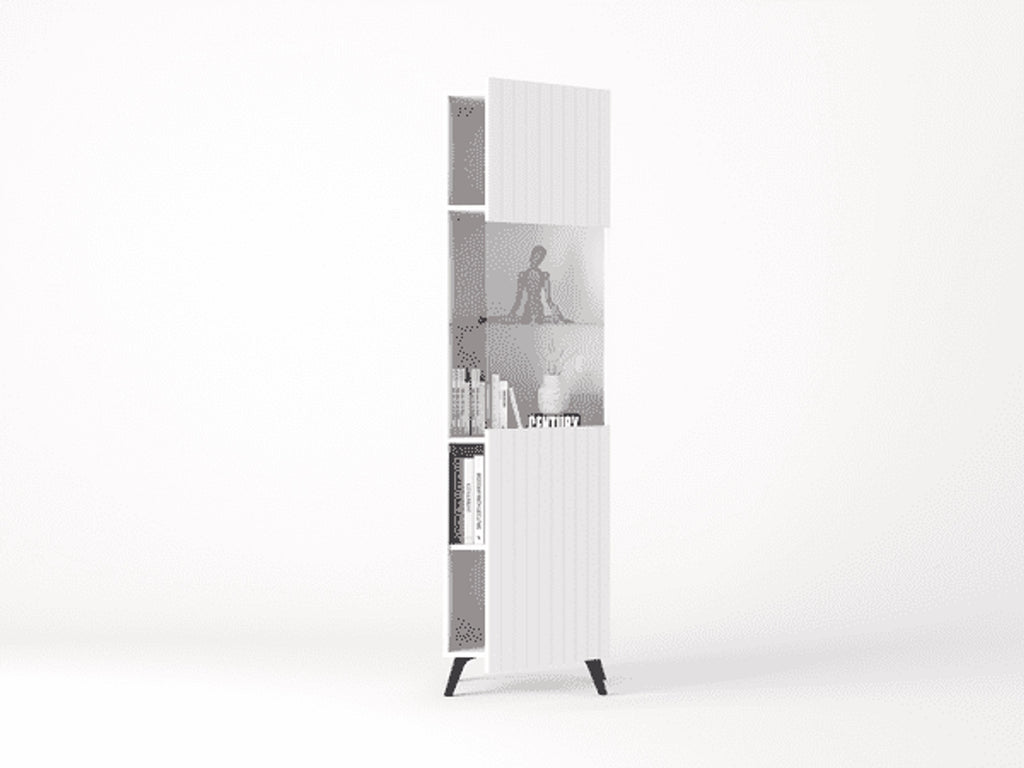 Atlantis Matte White Tall Display Cabinet