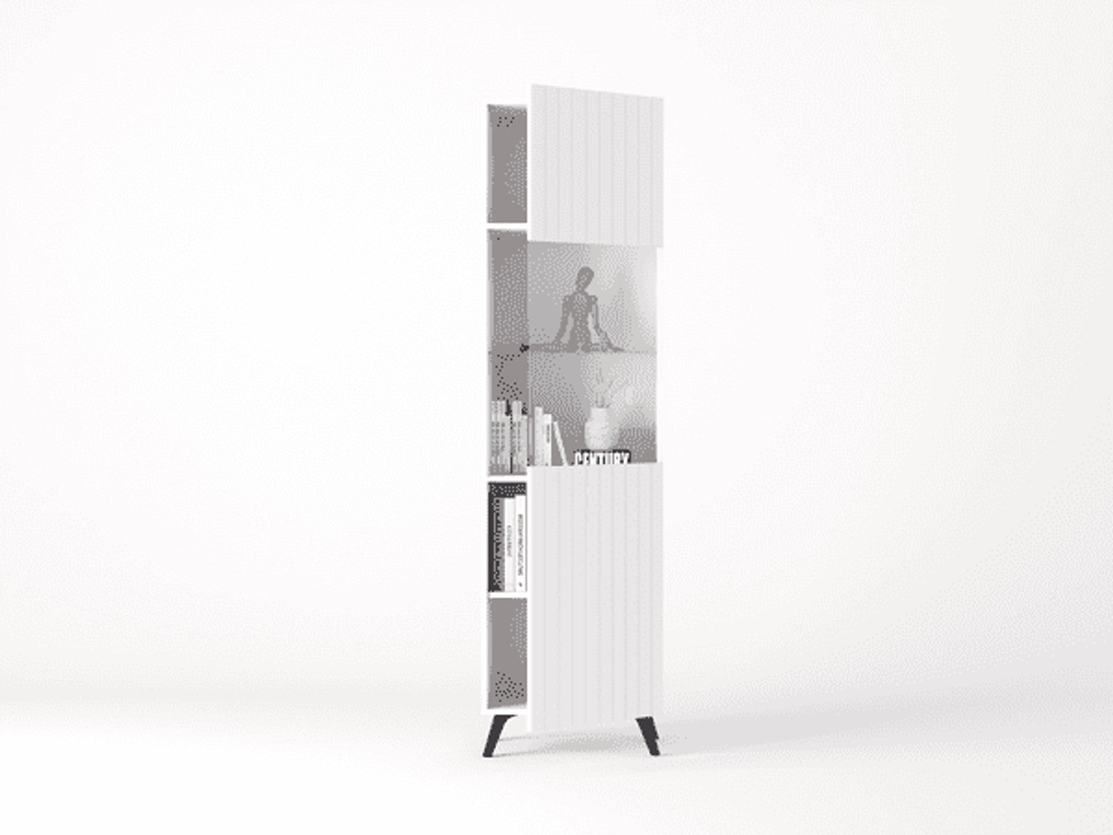 Atlantis Matte White Tall Display Cabinet