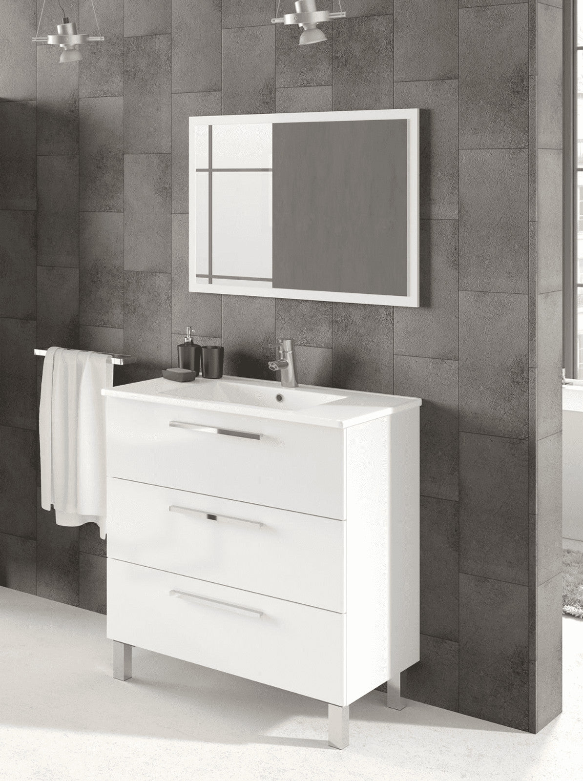Valdo Bathroom Vanity Sink With Undersink Cupboard White Gloss