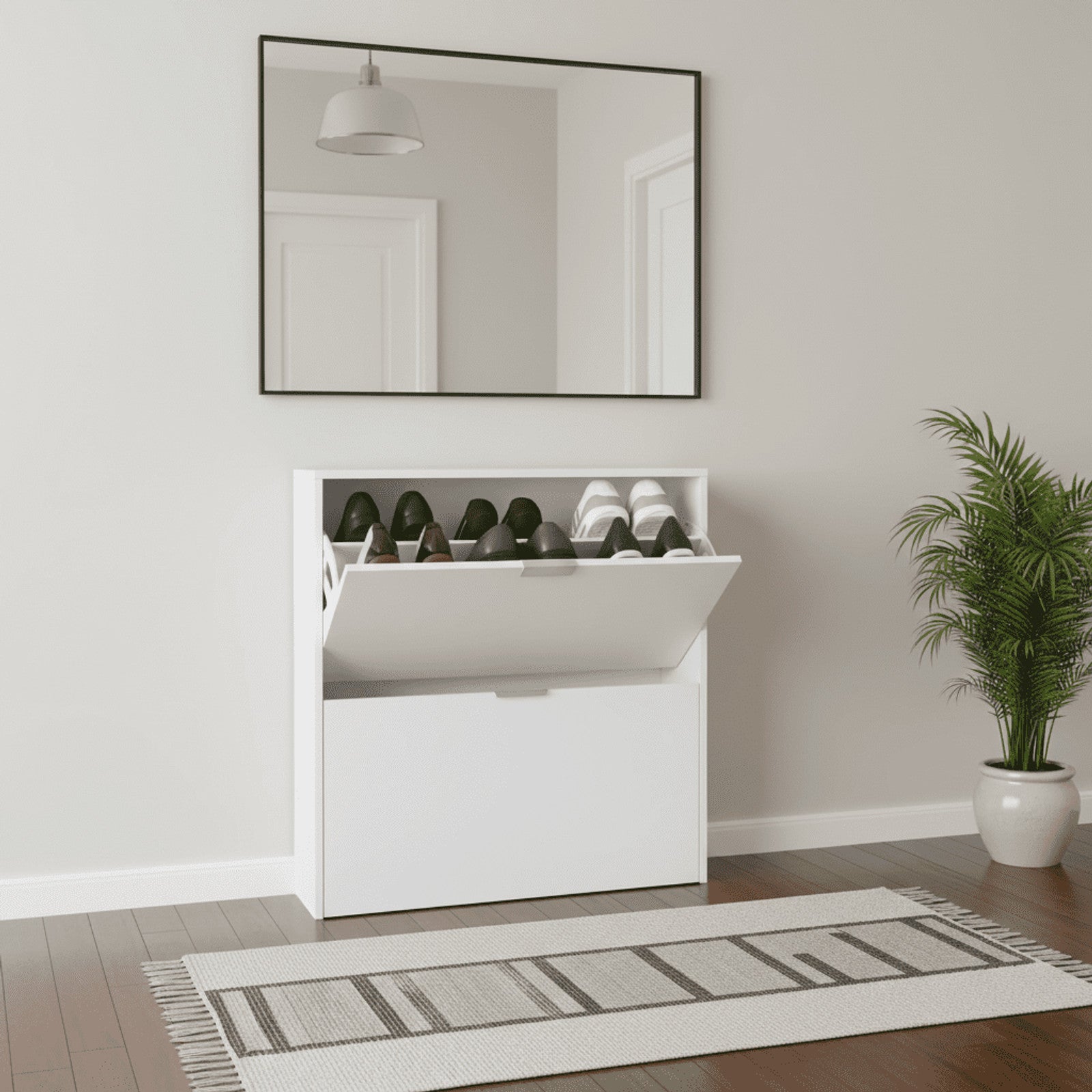 Brilo Matt White 2 Drawer Shoe Cabinet