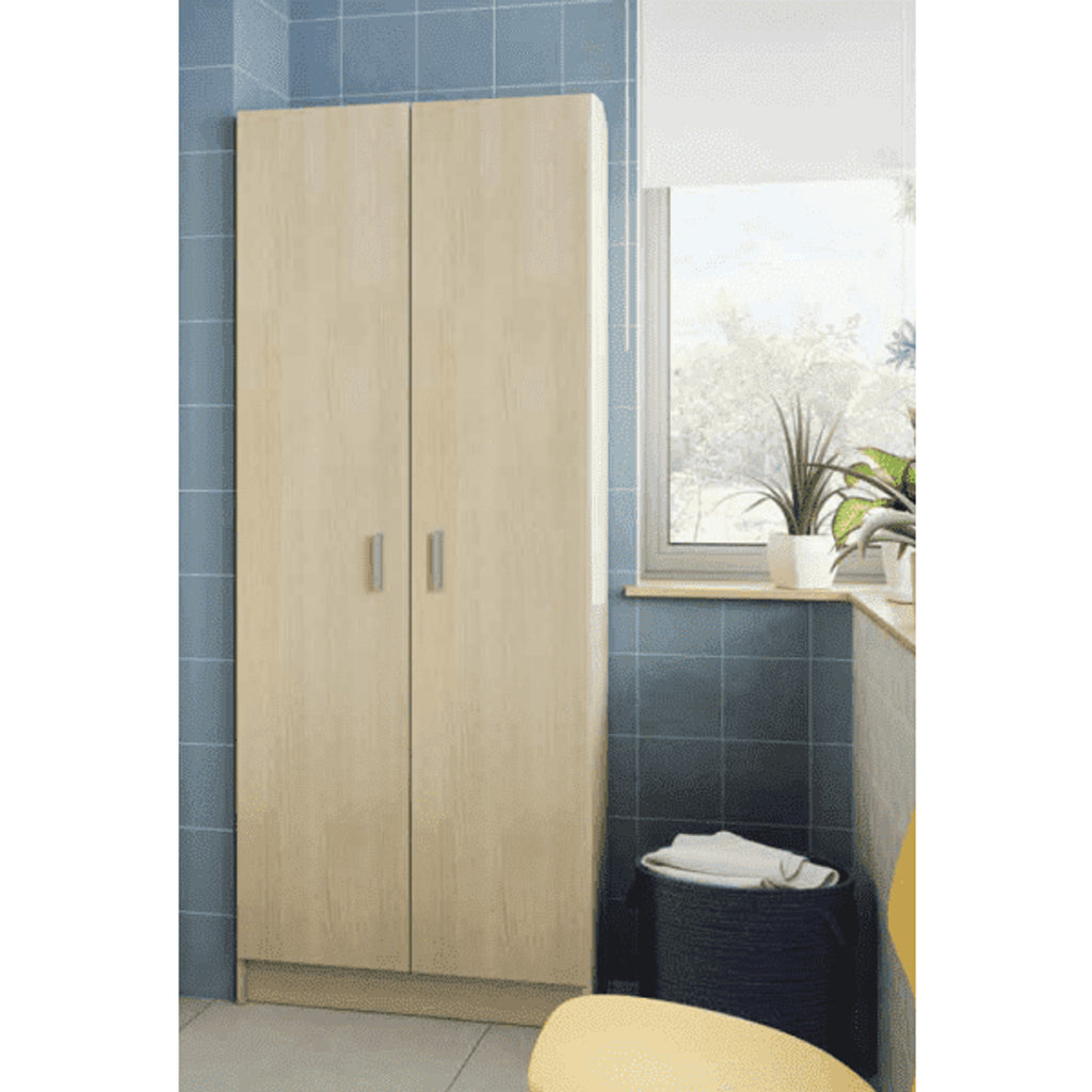 Multi Tall Oak Effect 2 Door Utility Universal Storage Cupboard