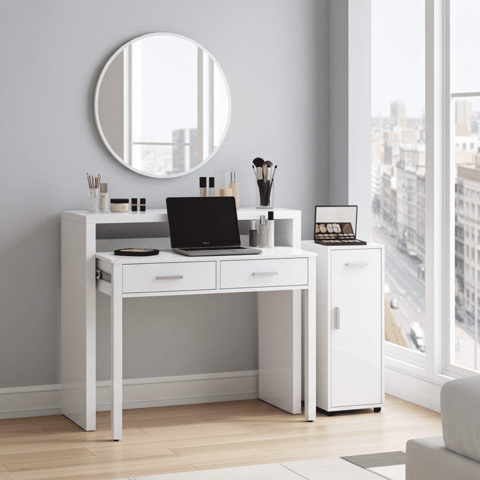 Turin Arctic White Desk/Dressing Table or Console Table