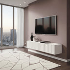 Como White Slat Effect Wall Mounted Floating Small TV Unit