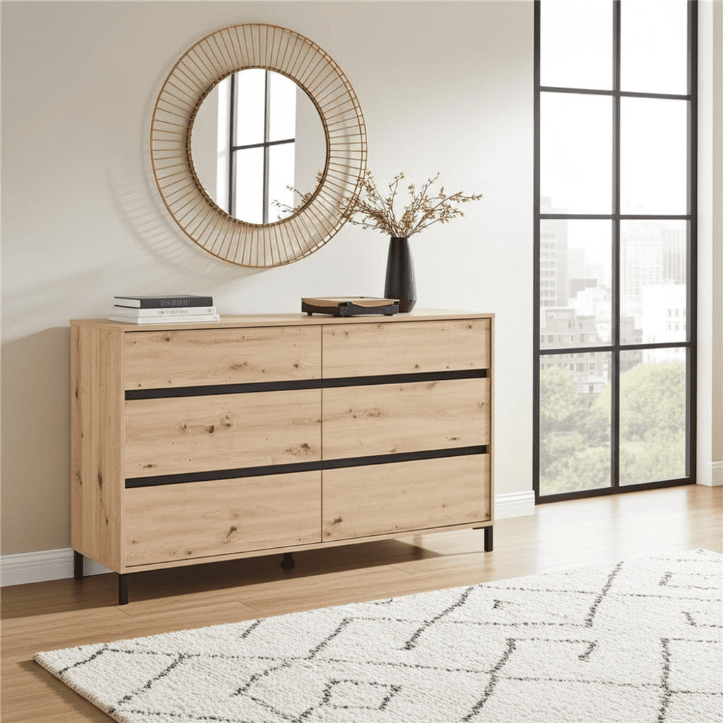 Zavaro Oak Effect Wide Chest Of Drawers