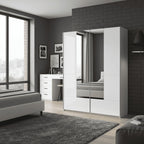 Santino White Gloss Sliding Door Wardrobe With Mirrored Door