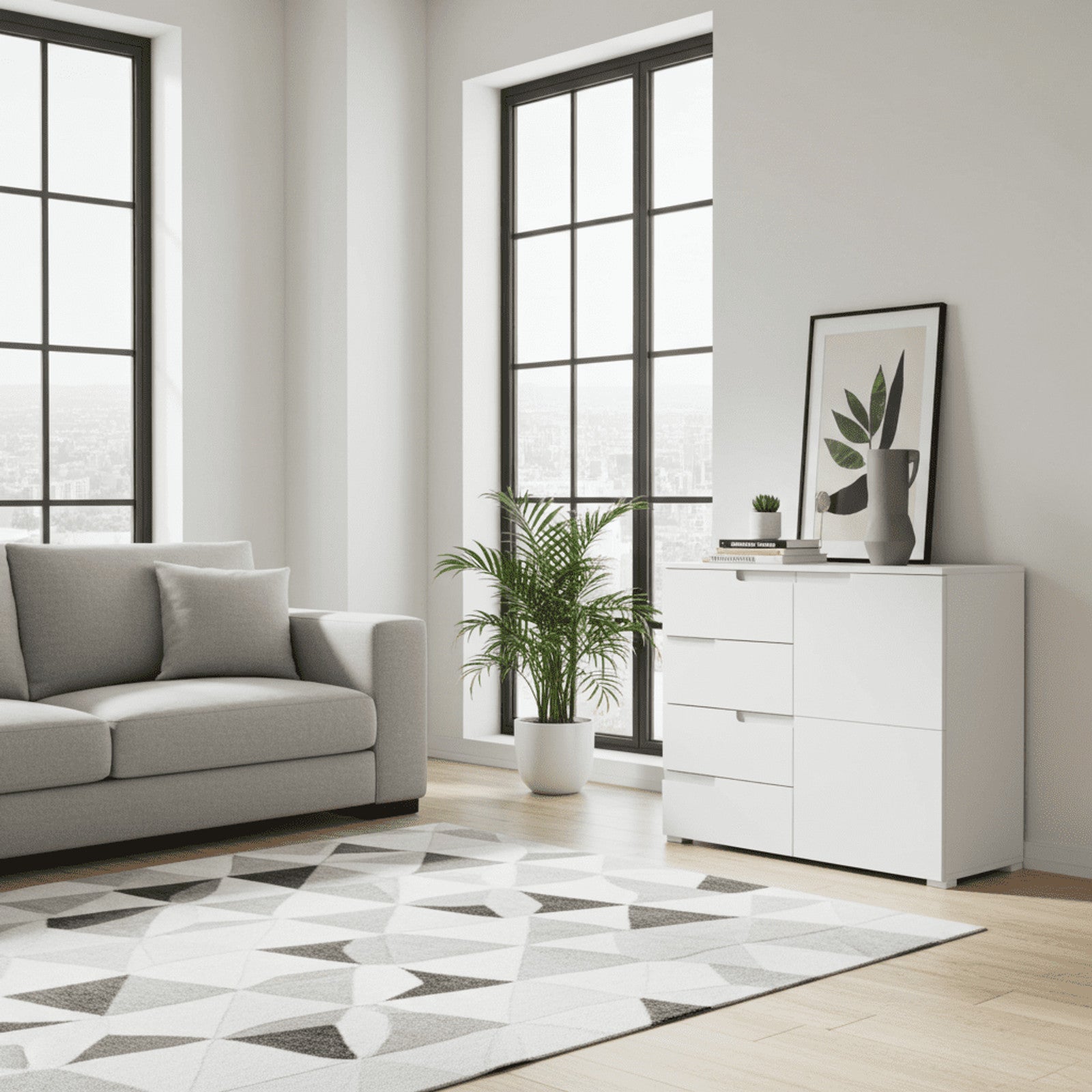 Santino White High Gloss Narrow Sideboard