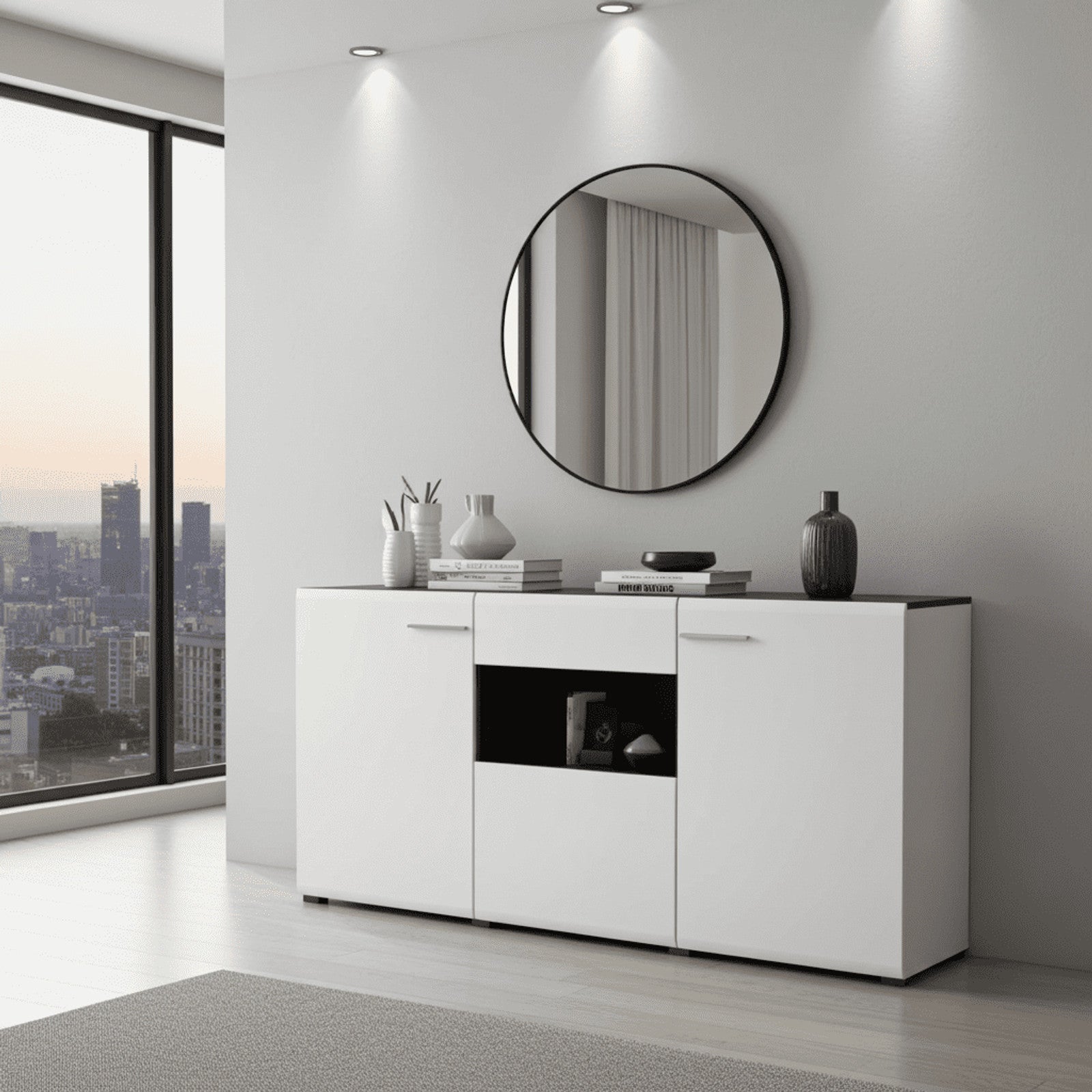 Royce White 3 Door Sideboard