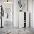 Alvaro White And Oak Effect 30 Pairs Shoe Cupboard Cabinet