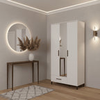 Saltbay White 3 Door Tall Shallow Depth Hallway Mirrored Wardrobe
