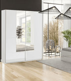 Santino White Gloss Sliding Door Wardrobe With Mirrored Door