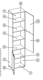 Santino Tall Narrow Bookcase with White Gloss Doors