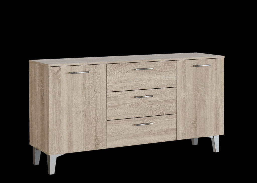 Santino Sonoma Oak Effect Large Wide 2 Door / 3 Drawer Sideboard