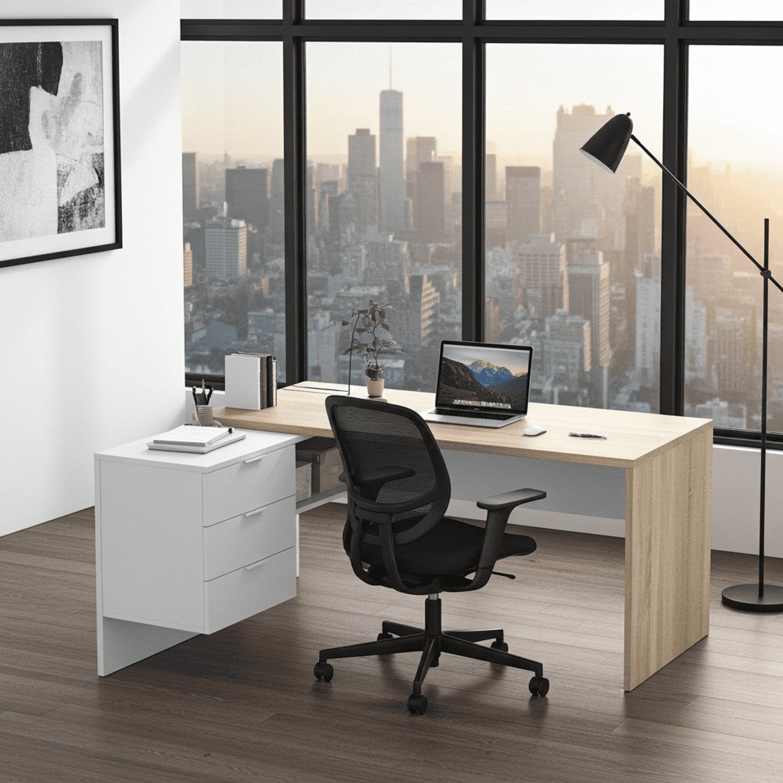 Siena Oak And White Desk