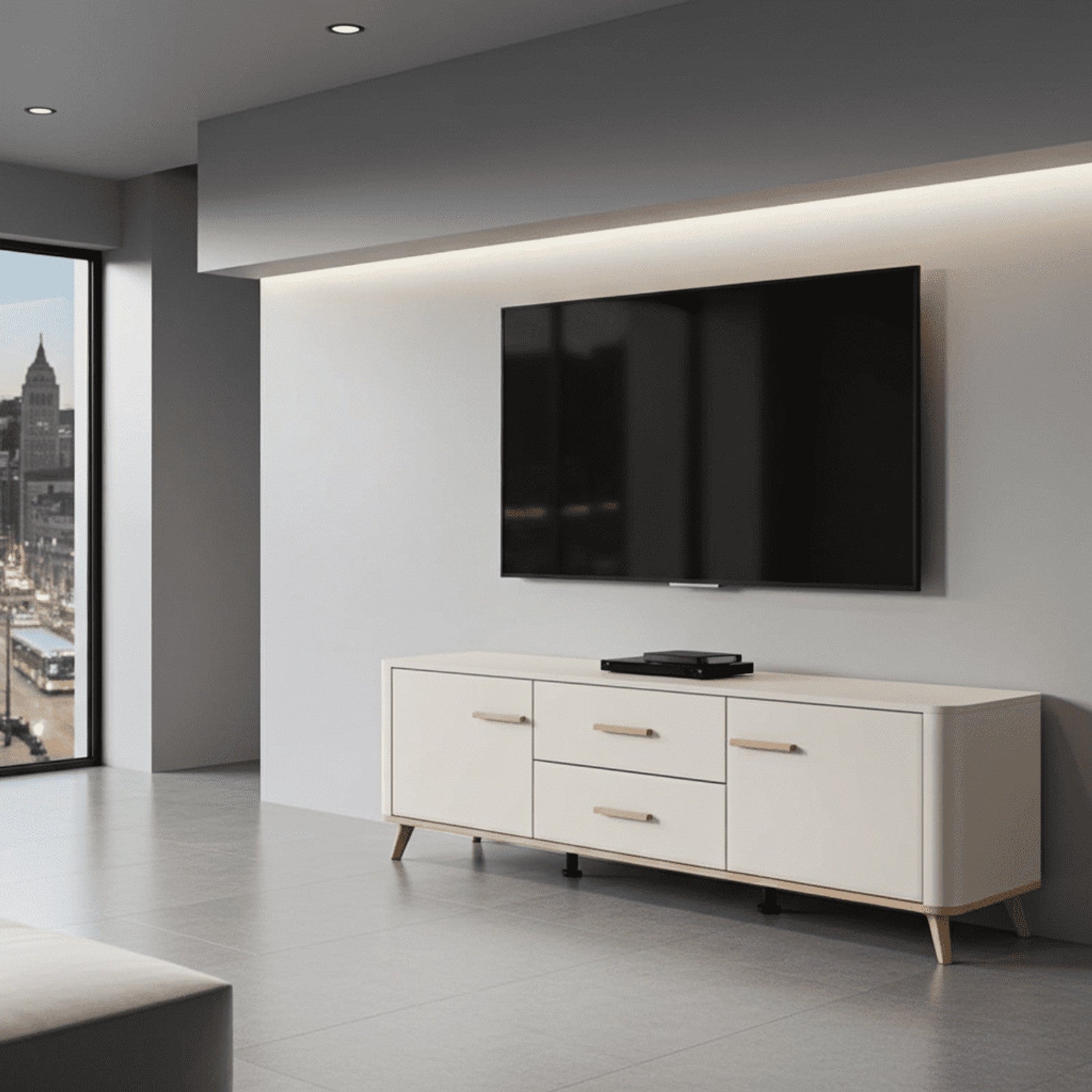 Dariqon Cashmere And Oak Effect 154cm TV Unit