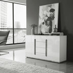 Elise White High Gloss And Grey 2 Door / 4 Drawer Sideboard
