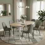 Wiktor White And Oak Effect Round Extending Dining Table
