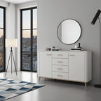 Dariqon Cashmere And Oak Effect 154cm 2 Door 4 Drawer Sideboard