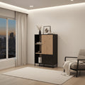 Clifton Slatted Artisan Oak Effect Black Low Display Cabinet