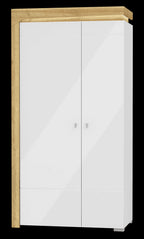 Cadillac Oak Effect And White Gloss 2 Door Wardrobe With LED Lights
