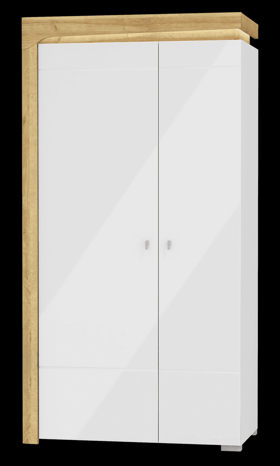 Cadillac Oak Effect And White Gloss 2 Door Wardrobe With LED Lights