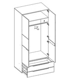 Santino White High Gloss 2 Door 2 Drawer Wardrobe