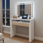Turin White and Oak Desk/Dressing Table or Console Table